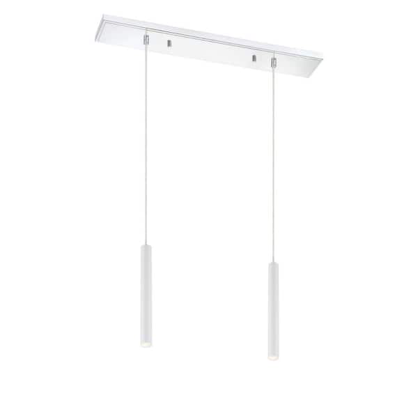 Unbranded Forest 5-Watt 2-Light Integrated LED Chrome Shaded Chandelier with Matte White Steel Shade