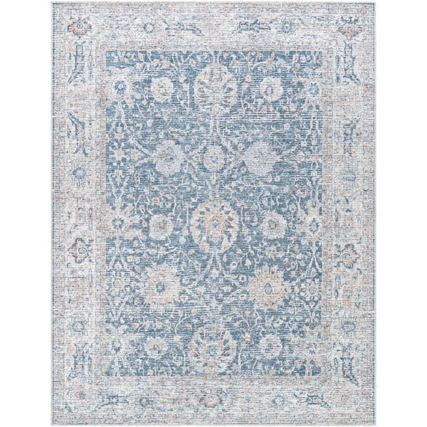 Vinny Blue Medallion 7 ft. x 9 ft. Machine-Washable Indoor Area Rug
