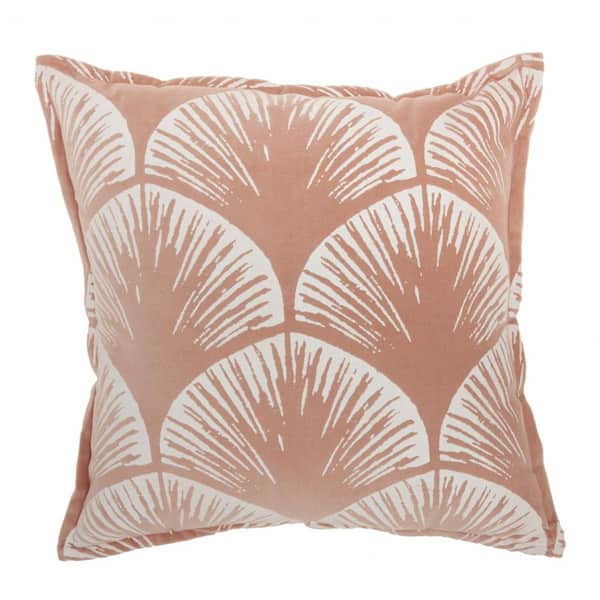 HomeRoots Jordan Coral Abstract Cotton 18 in. x 18 in. Throw Pillow