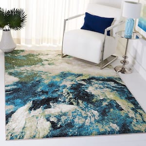 Glacier Navy/Green 4 ft. x 6 ft. Abstract Area Rug