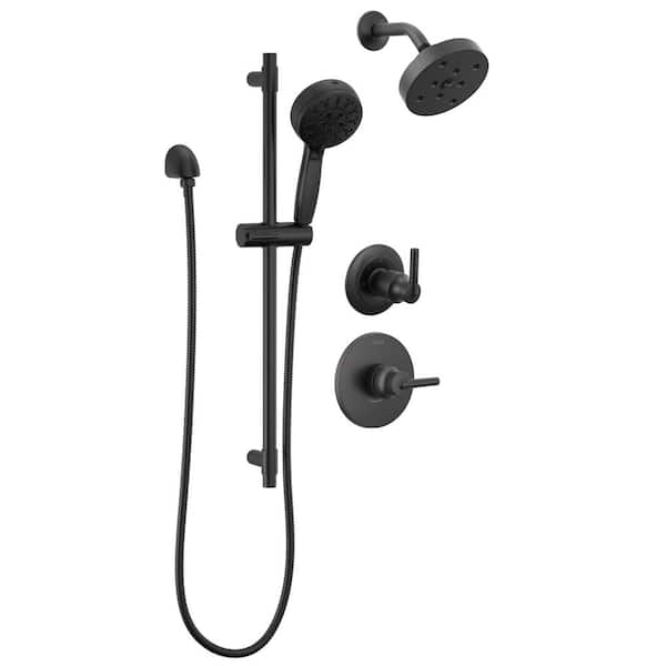 Trinsic 2-Handle 8-Spray Shower Faucet 1.75 GPM with Hand Shower and Pressure Balance in Matte Black