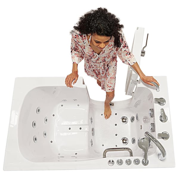 Capri 52 in. x 30 in. Acrylic Walk-In Whirlpool and Air Bath in White with Left Outward Swing Door and Fast Fill/Drain