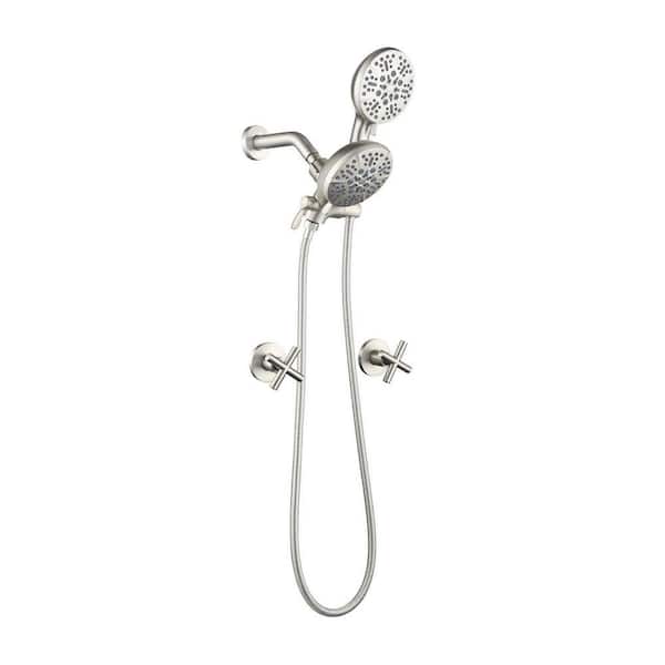 Rainfull 2-Handle 7-Spray Shower Faucet 1.8 GPM Kit with Pressure Balance Valve in Brushed Nickel