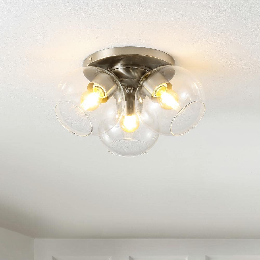 11.5" Clear Glass Nickel LED Flush Mount Ceiling Light