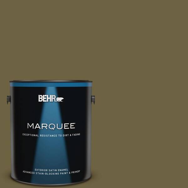 BEHR MARQUEE 1 gal. #ICC-88 Classic Olive Satin Enamel Exterior Paint & Primer