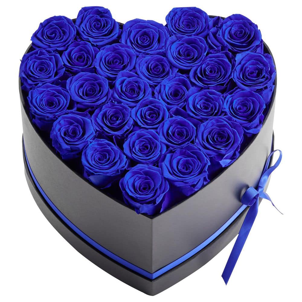 SKYSHALO 27 Preserved Roses in a Heart-Shaped Box, 5.71 in. Royal