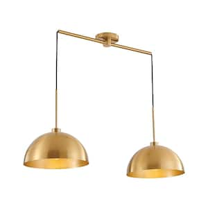 2-Light Gold Pendant Light Hanging Light with Metal Shade