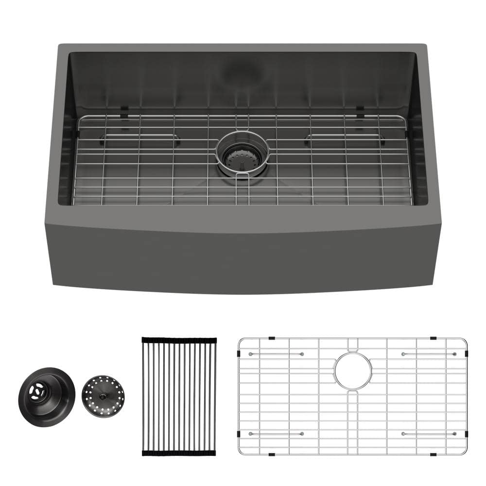36 in. Black Farmhouse/Apron-Front Single Bowl 16 Gauge Stainless Steel Workstation Kitchen Sink with Accessories price history on PriceWatchPro