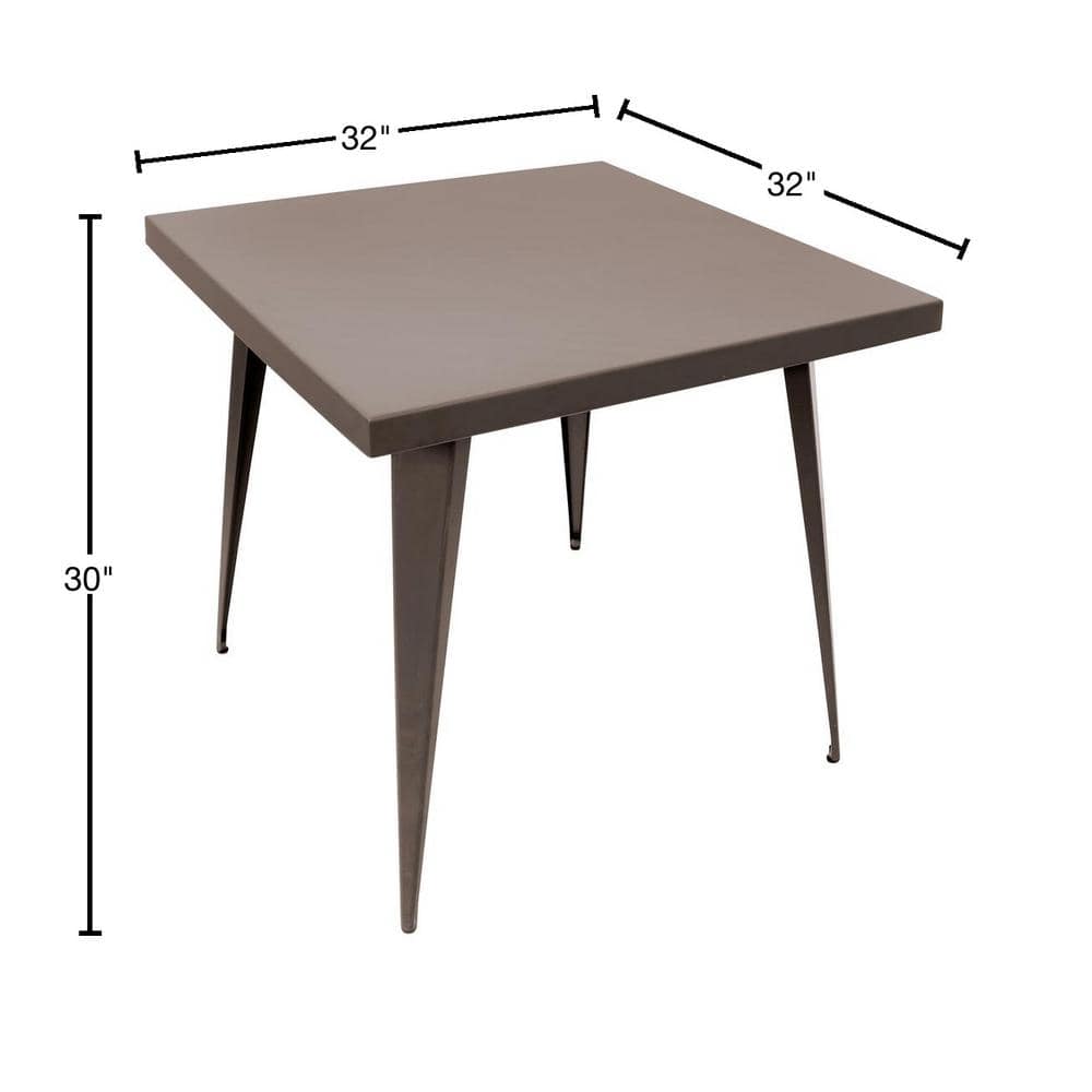 Austin 32" Gray Metal Square Industrial Dining Table