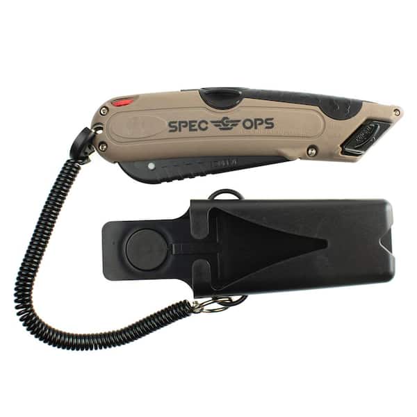 SPEC OPS Safety Knife Box Cutter, Includes Holster & Lanyard SPEC-K2-SAFE -  The Home Depot