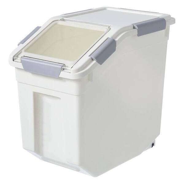 VEVOR Ingredient Storage Bin 11.4+5.8+3.4 gal. Capacity Shelf-Storage Ingredient Bin 500 Cup Flour Bins with Wheels, White