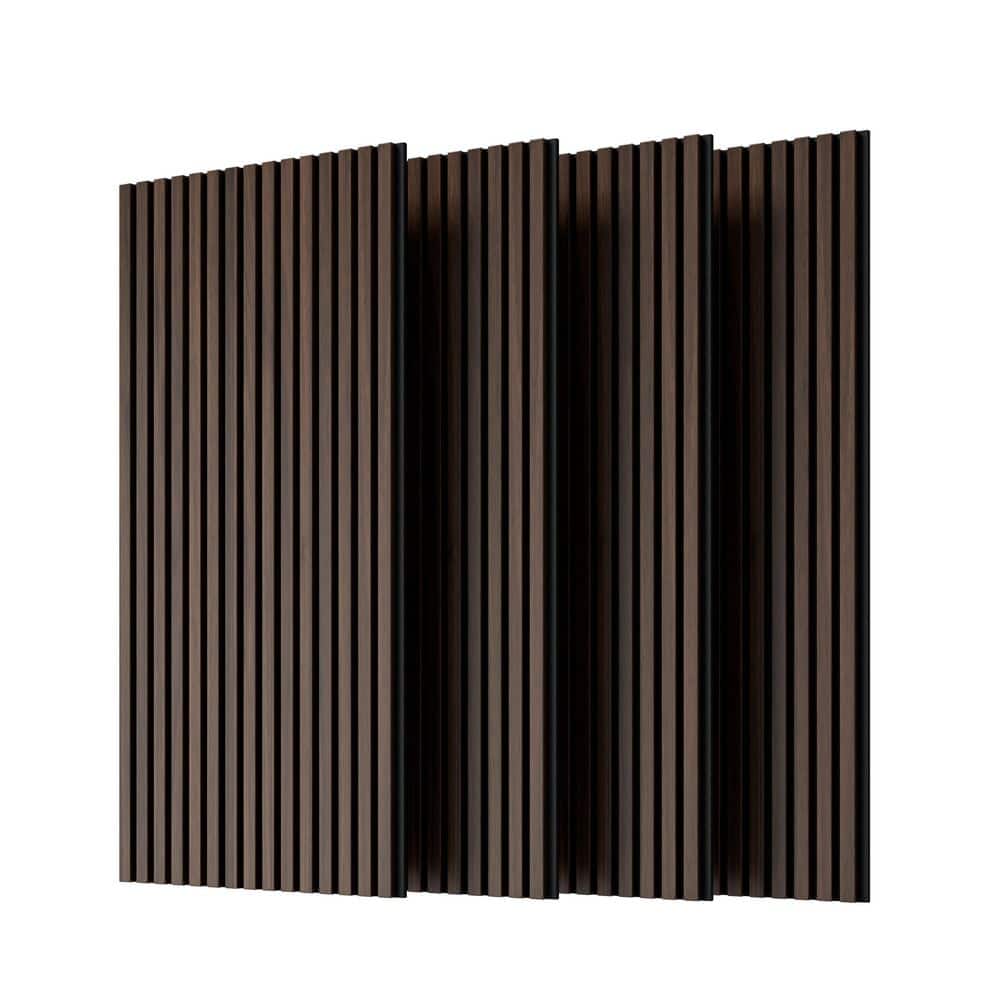 Wooakway 45 in. x 94 in. Walnut Acoustic Soundproof Slat Wall Panels 3D ...