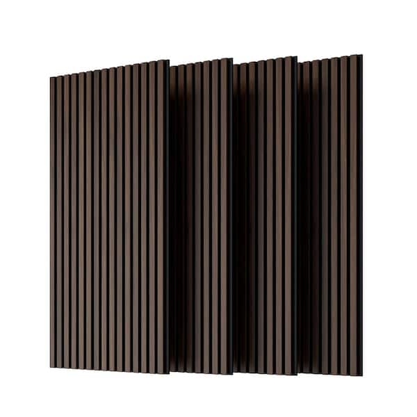 45 in. x 94 in. Walnut Acoustic Soundproof Slat Wall Panels 3D Decorative Wall Paneling 4-Piece