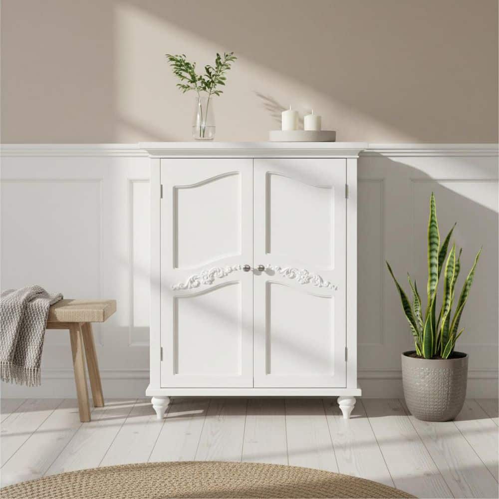 Venice 34 in. H x 27 in. W x 13-3/4 in. D Bathroom Linen Storage Floor Cabinet in White price history on PriceWatchPro