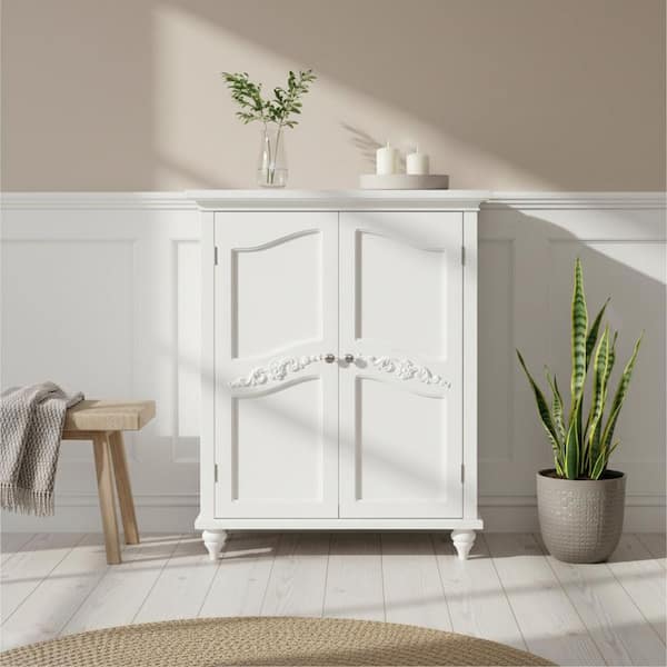 Venice 34 in. H x 27 in. W x 13-3/4 in. D Bathroom Linen Storage Floor Cabinet in White