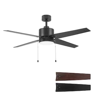 Mabel 52 in. Integrated LED Indoor Matte Black Ceiling Fan with Light Kit and Pull Chain