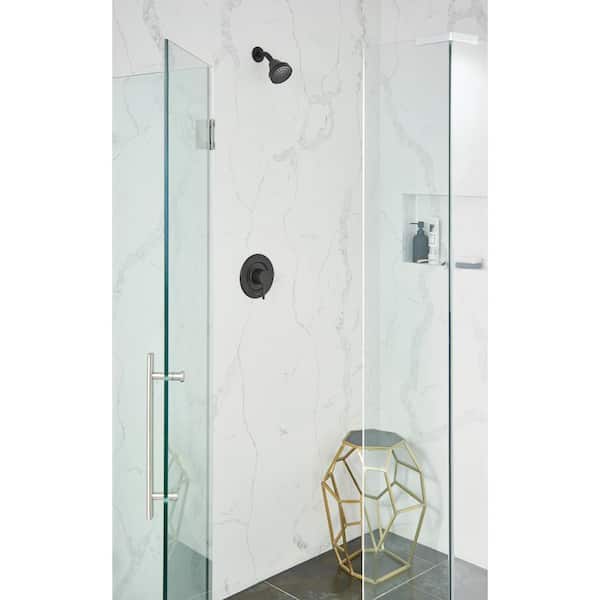 Align 1-Spray with 2.5 GPM 3.6 in. Single Wall Mount Fixed Shower Head in Matte Black