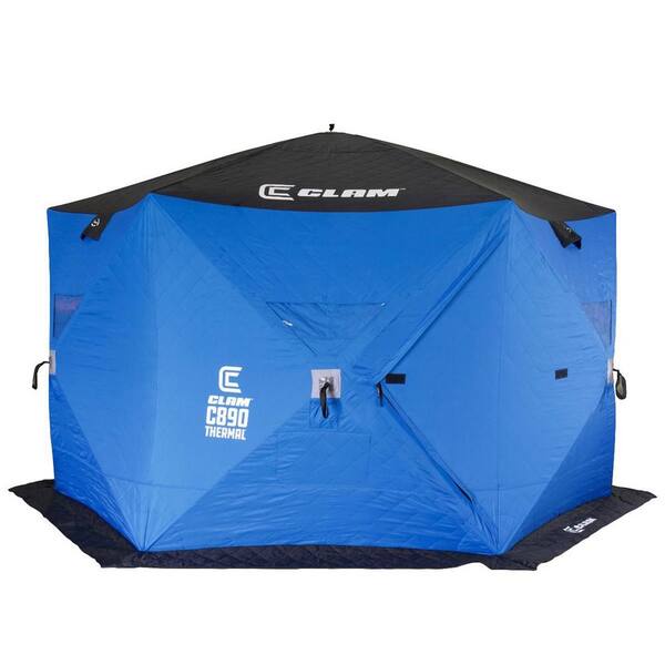 Clam Portable 11.5 ft. 6-Person Pop Up Ice Fishing Thermal Hub Shelter Tent