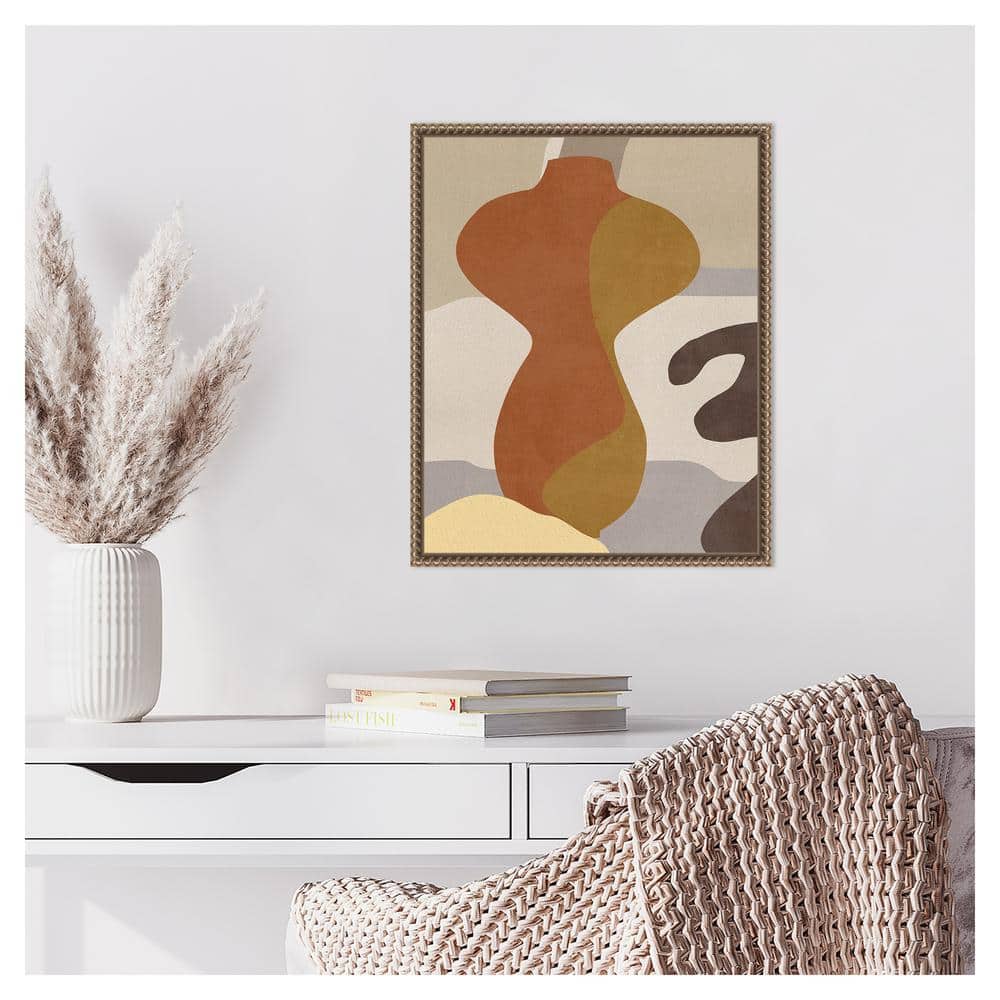 Cubist Vase IV Abstract Canvas Print with Bronze Frame