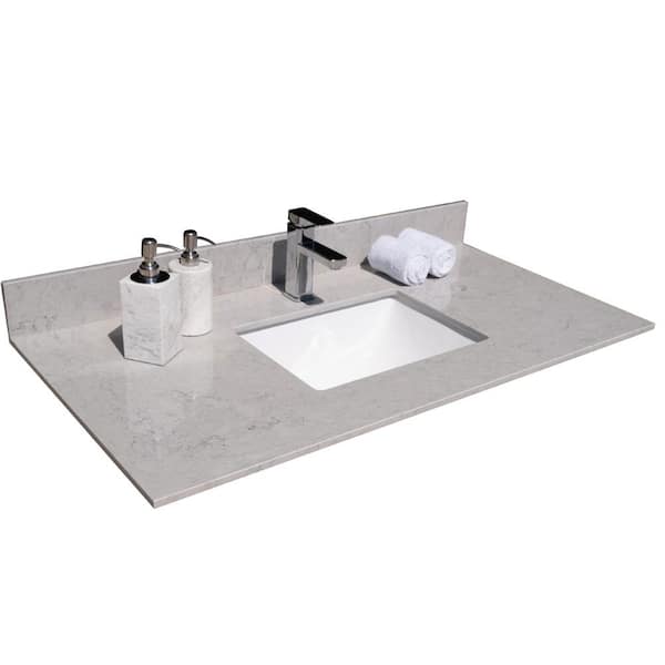 INSTER 43 in. W x 22 in. D Stone Bathroom Vanity Top in Carrara