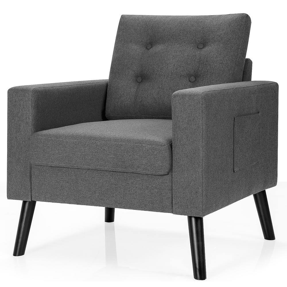 ErgoComfort Gray Fabric Accent Armchair with Side Pockets