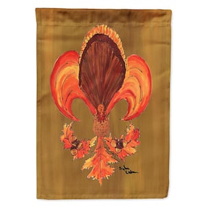 11 in. x 15-1/2 in. Polyester Thanksgiving Turkey Fleur de lis 2-Sided 2-Ply Garden Flag