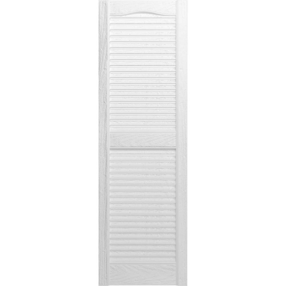 Builders Edge 12 in. x 48 in. Louvered Vinyl Exterior Shutters Pair in