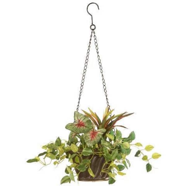 National Tree Company 10 in. Artificial Assorted Greens Hanging Basket