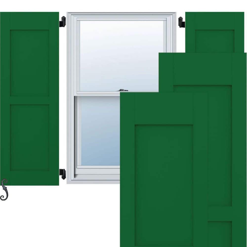 15 in. W x 48 in. H Americraft 2-Equal Flat Panel Exterior Real Wood Shutters Pair in Viridian Green price history on PriceWatchPro