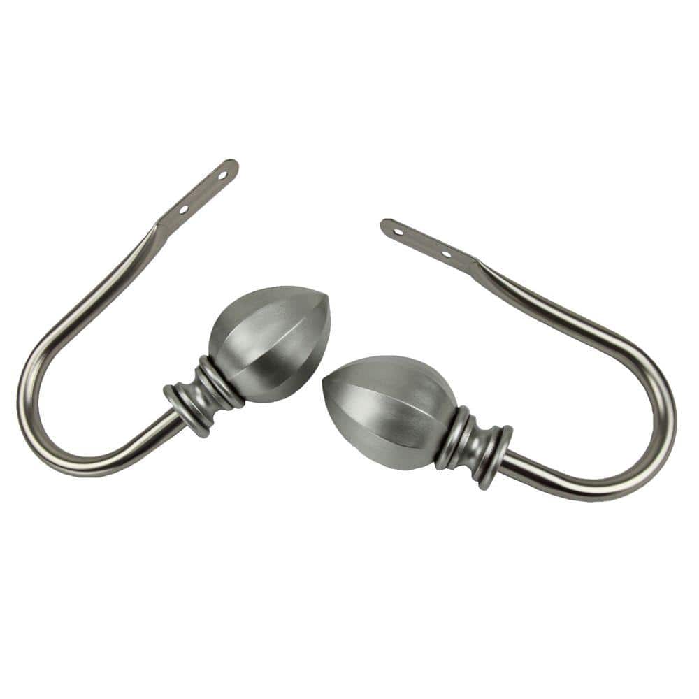 Satin Nickel Steel Curtain Holdback Pair with Facets