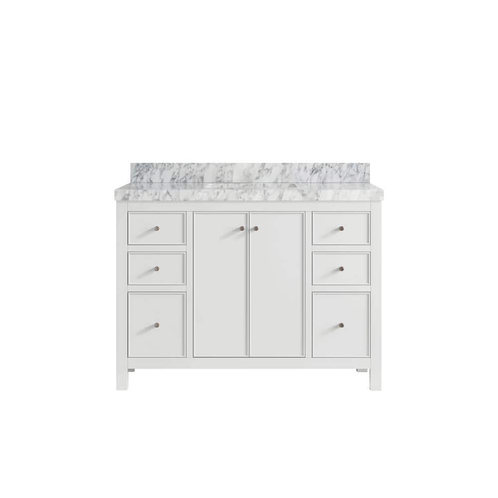 Chicago 48 in. Single Sink Freestanding White Bath Vanity with Carrara Marble Top price history on PriceWatchPro