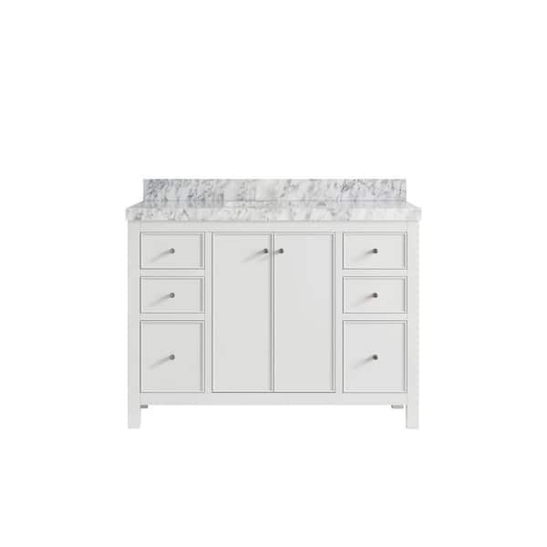Willow Collections Chicago 48 in. Single Sink Freestanding White Bath Vanity with Carrara Marble Top