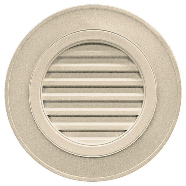 Builders Edge 28 in. x 28 in. Round Brown/Tan Plastic Weather Resistant Gable Louver Vent