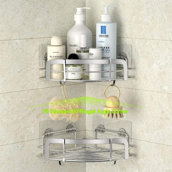Suction Corner Shower Caddy, Bathroom Shower Shelf Storage Basket Wall  Mounted Organizer for Shampoo, Conditioner, Plastic Shower Rack for Kitchen  