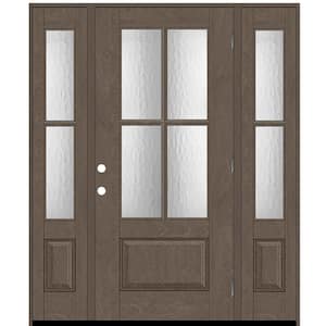 Regency 64 in. x 80 in. 3/4Lite 4SDL Oasis Deco Glass LHOS Prefinish Ashwood Fiberglass Prehung Front Door w/2_ 12inSL