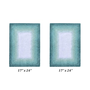 Torrent Collection Turquoise 17 in. x 24 in., 17 in. x 24 in. 100% Cotton 2 Piece Bath Rug Set