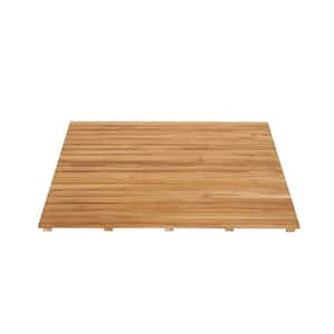 36 in. x 36 in. Bathroom Shower Mat in Natural Teak