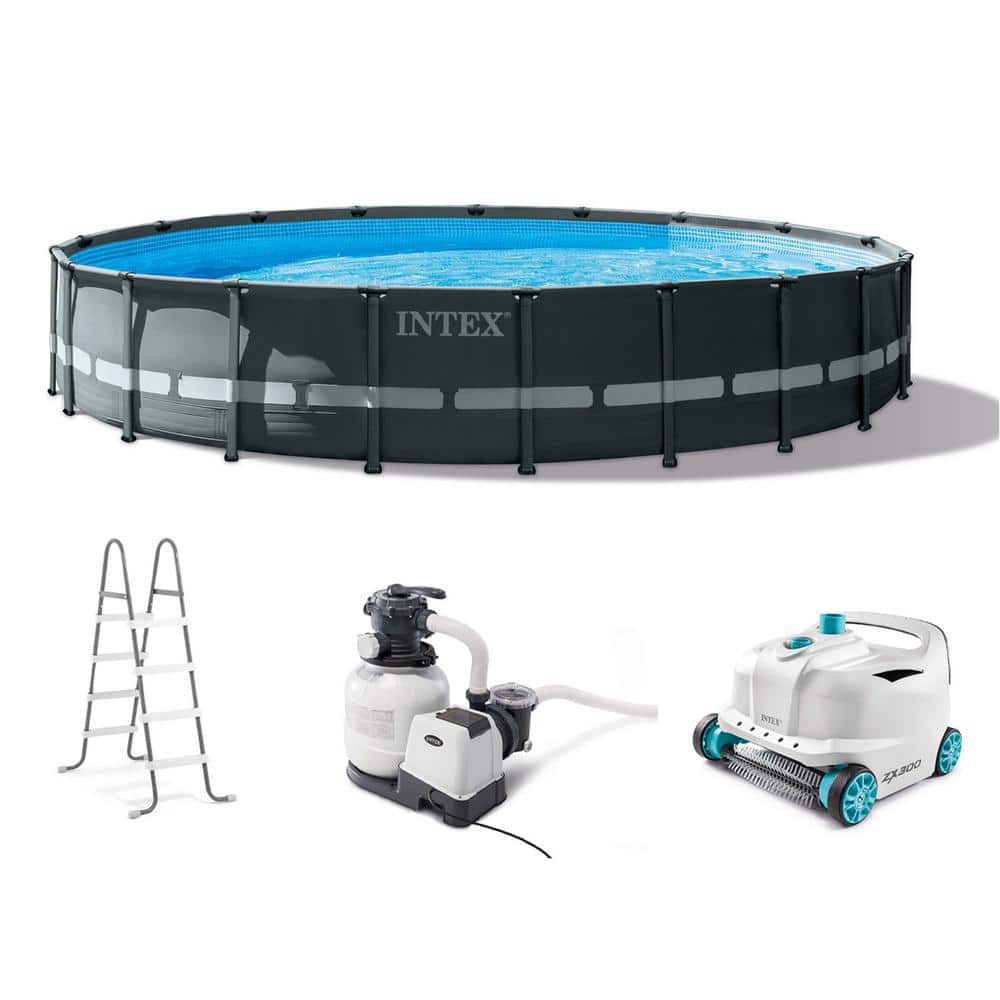 Intex 20 ft. x 48 in. Round Ultra XTR Frame Swimming Pool Set w/Robot Vacuum, Gray -  26333EH+28005E