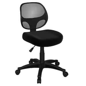 Computer Chair - Adjustable Height Armless Office Chair with Wheels Back Angled View, Foam Seat (Black)