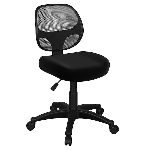 Lavish Home Computer Chair - Adjustable Height Armless Office Chair with Wheels Back Angled View, Foam Seat (Black)