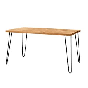 Banyan Honey Brown Wood Rectangular Dining Table for 6 with Metal Hairpin Legs (59 in. L x 29.7 in. H)