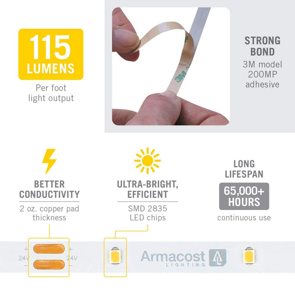 RibbonFlex Pro 24V Warm White LED Under Cabinet Strip Light
