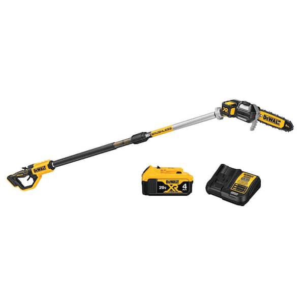 Tandheelkundig Regeringsverordening cliënt DEWALT 20V MAX 8in. Cordless Battery Powered Pole Saw Kit with (1) 4Ah  Battery, Charger & Sheath DCPS620M1 - The Home Depot