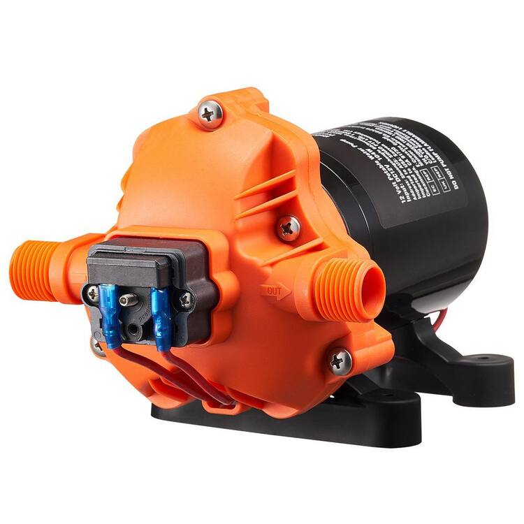 SKYSHALO 12V Diaphragm Pump, 1/2 in. MNPT for RV/Yacht, 3.5 GPM, 3-Chamber DC Water Pump with Auto Pressure Switch 40-100 PSI