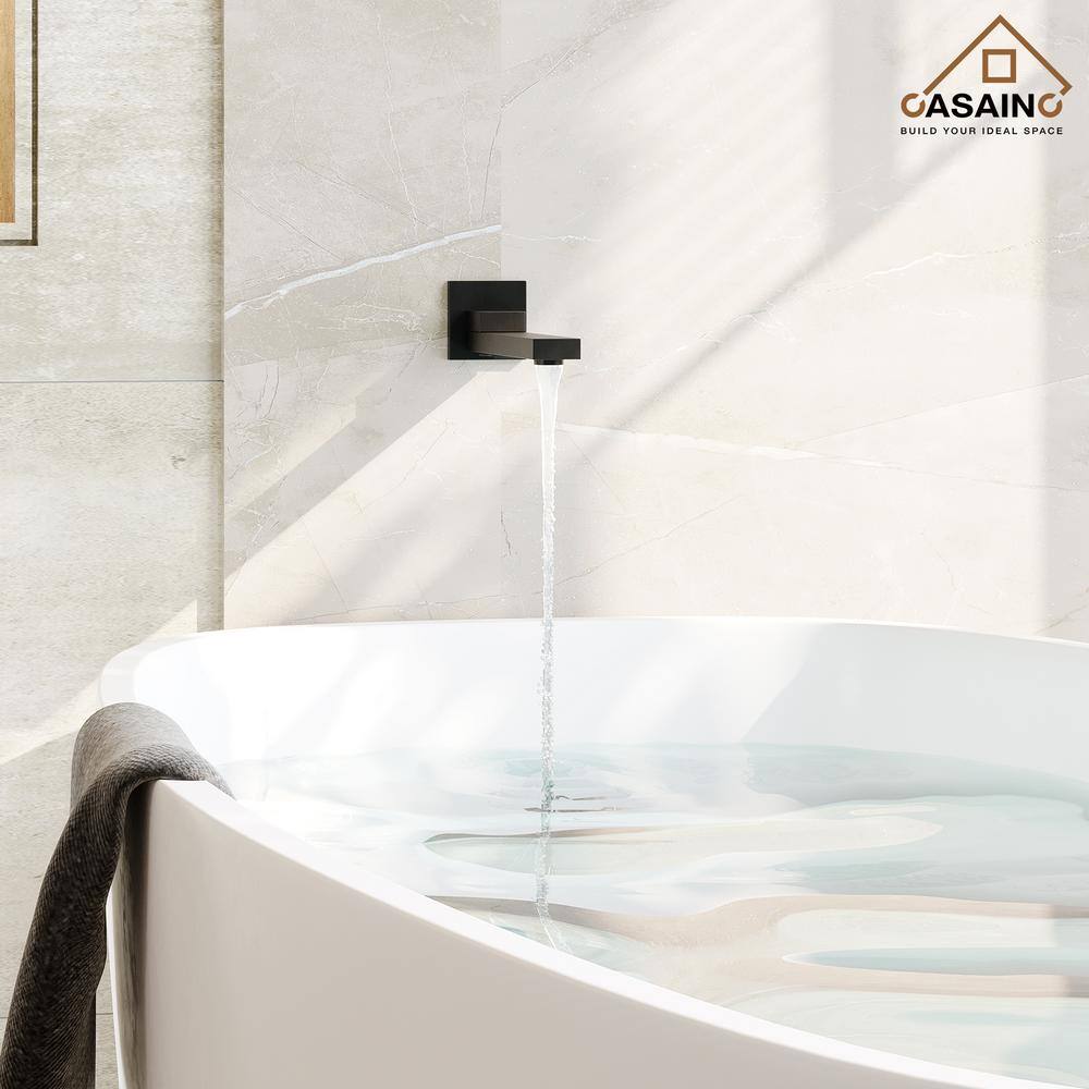 Matte Black 12" Wall Mount Square Shower System with Handheld Spray