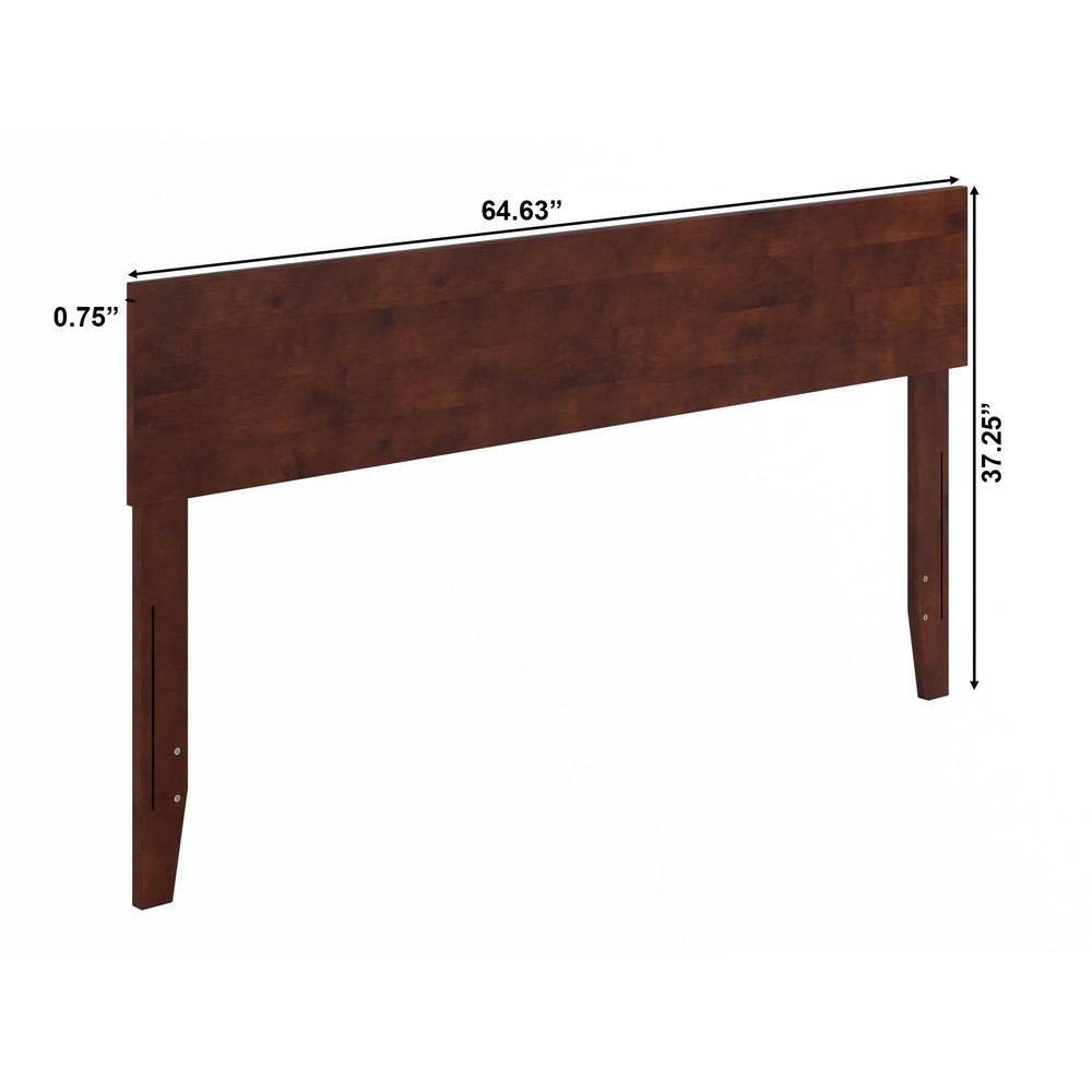 Walnut Queen Solid Wood Panel Headboard with USB Charger