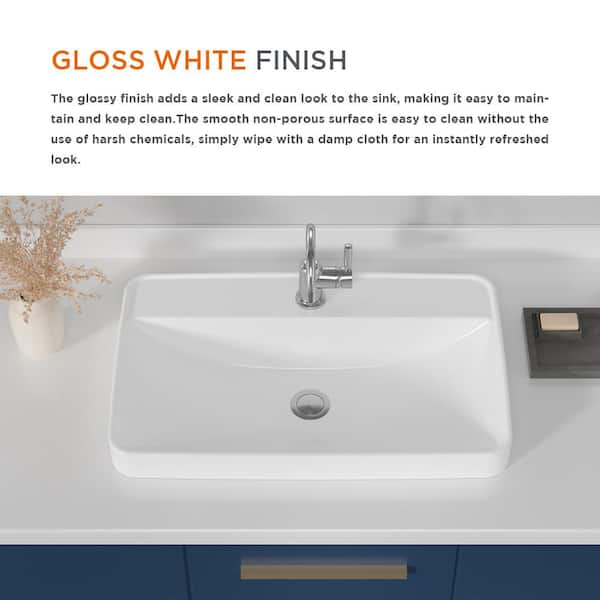 Glacier Bay 24 in. x 15 in. Ceramic Rectangular Vessel Bathroom