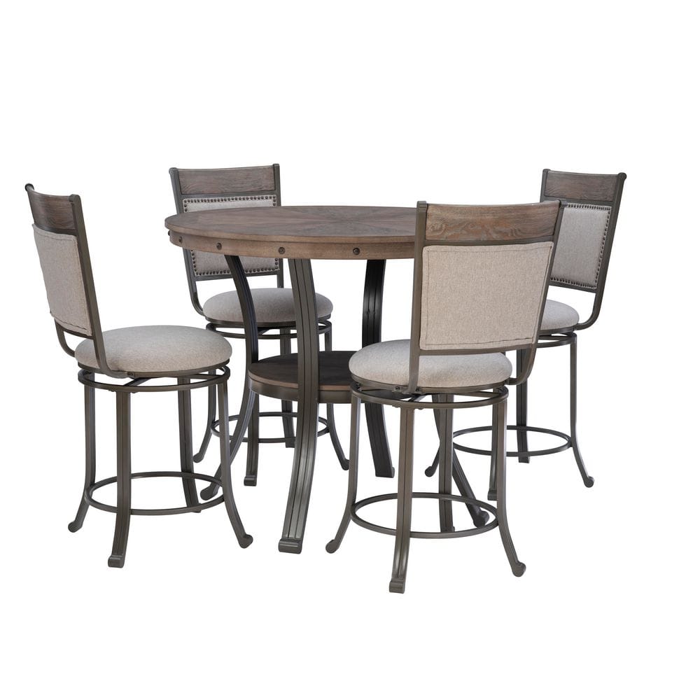 Terran 5-Piece Round Pewter Wood Top Counter Height Dining Room Set Seats-4 price history on PriceWatchPro