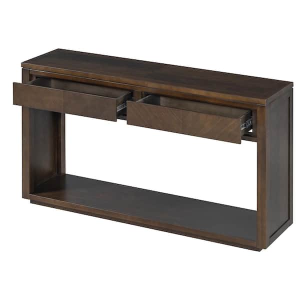 55 in. W x 15 in. D x 32 in. H Bathroom Brown Linen Cabinet