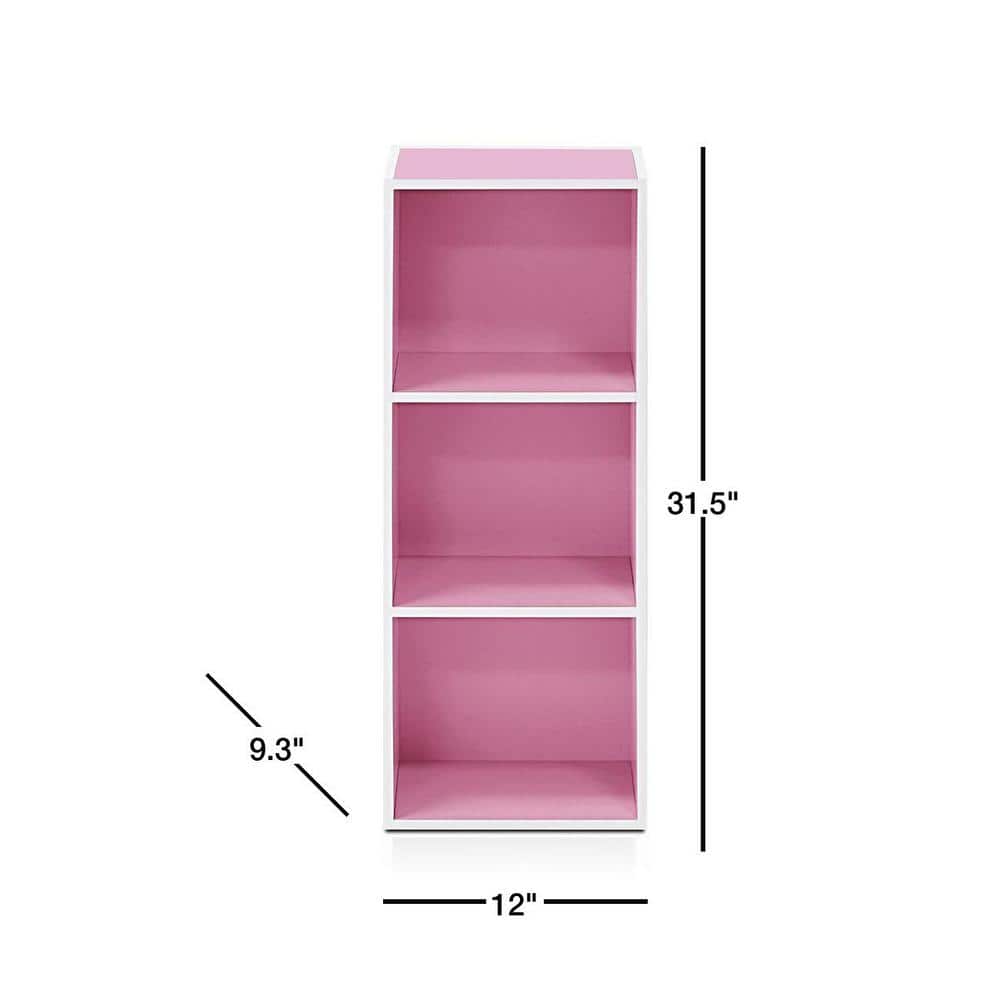 Whimsical White/Pink Wooden 3-Tier Storage Shelf for Kids